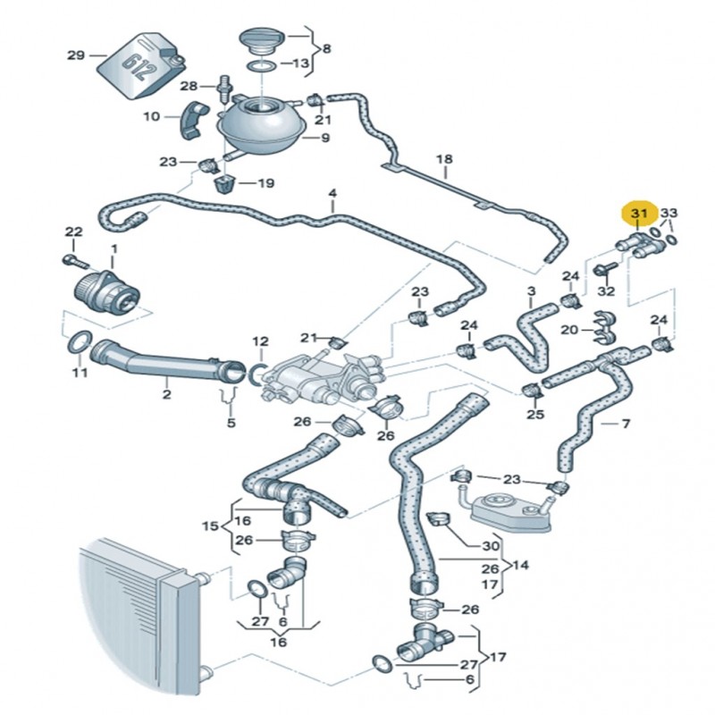 Skoda Fabia 2000-2004 Kalorifer Radyatörü Ara Su Flanşı 6Q0121065D
