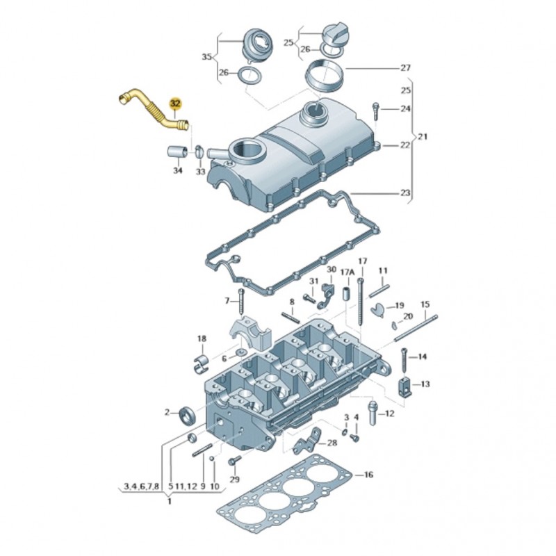 VW Caravelle T5 2004-2010 1.9 Dizel Üst Kapak Hava Borusu 038103493AS