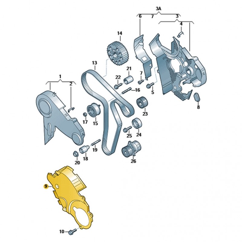 VW Polo 2010-2014 1.6TDi Motor Triger Kayış Alt Kapağı 03L109147D